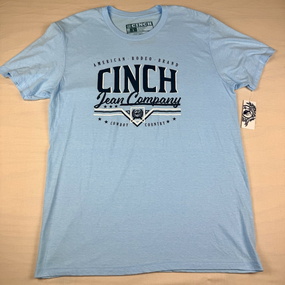 NEW Cinch Mens Large Light Blue Jean Company Graphic T-Shirt Western MTT1690673